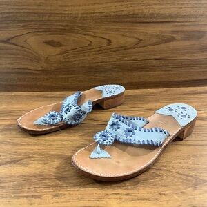 Stephen Bonanno Palm Beach multi blue Leather thong W 8.5 Flat Slip On Sandals